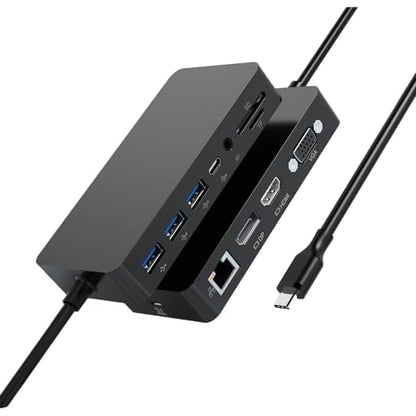 Ms USB C Dock Triple Display (4K DP+HDMI+VGA), 12 in 1 USB C Docking Station with Gigabit Ethernet, 4K HDMI VGA DP Display, 3xUSB 3.0, Audio Out, 100W PD, SD/TF Combo Dock