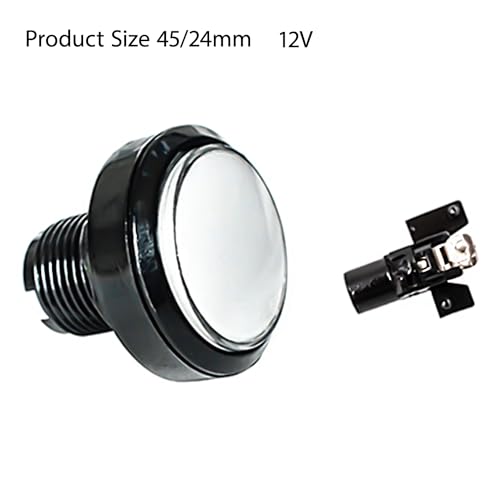 Push Button Micro Switch 46mm Round DC 12V LED Illuminated for Arcade Video Games 2Pcs White