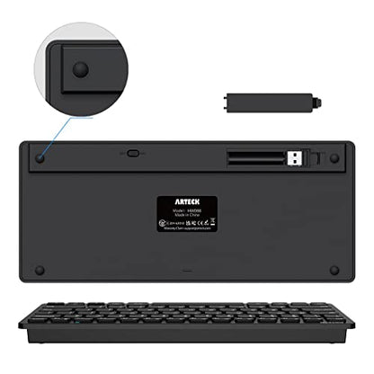 Arteck 2.4G Wireless Keyboard Ultra Slim and Compact Keyboard with Media Hotkeys for Computer Desktop PC Laptop Surface Smart TV and Windows 11/10/8/7, Black - color: Black