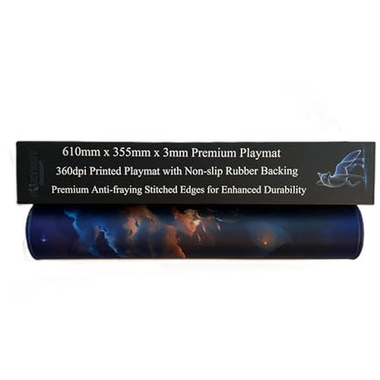 Foxtrot Designs TCG Playmat, Cosmic Dragon in Space. 24in x 14in, Premium Stitched Edges, Non-Slip Base for MTG and Other Trading Card Games. MTG Playmat. (Cosmic Hunger) - color: Cosmic Hunger