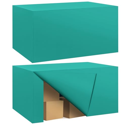 Ascoza 2 Pack Fitted Tablecloth for 4 Foot Rectangle 48 x 24 Inch Turquoise Table Covers Water Resistant Polyester Cloth for Folding, Parties,Display, Trade Show (Turquoise) - color: Turquoise, size: 4FT
