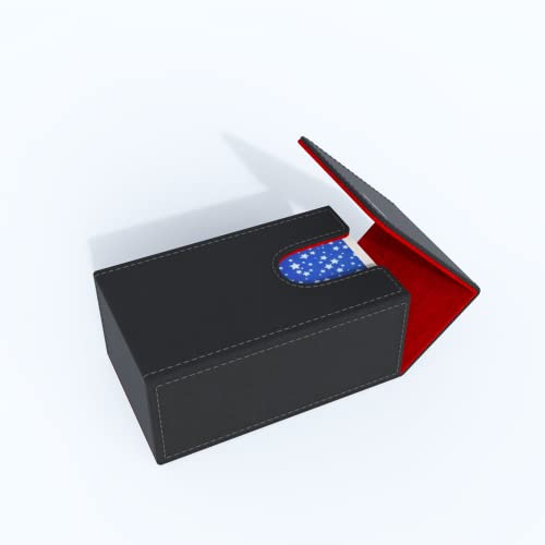 Black Tarot Card Holder with Red Interior; Fold Top Tarot Card Box Case with Magnetic Lid Closure; Fits Standard Tarot Card Deck; Holder Measures Standard Size 5.39 x 3.38 x 2 In (137*86*51mm) (Red) - color: Red