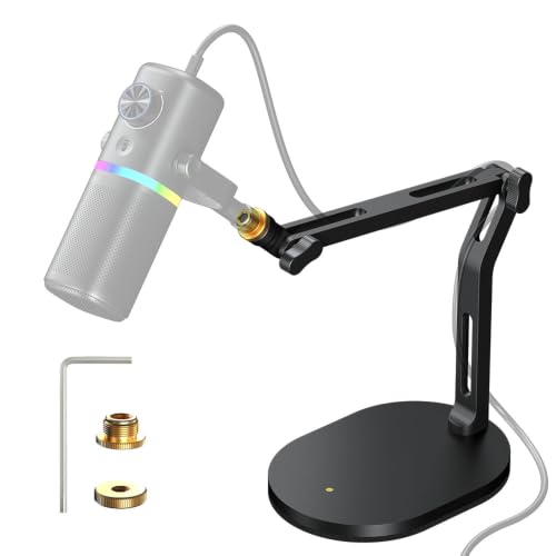 Desktop Microphone stand,Gaming Microphone Boom Arm Stand,Weighted Base | Aluminum Mic Arm with 3/8" to 5/8" adapter, compatible with Blue Yeti HyperX Fifine most mics for podcast and streaming