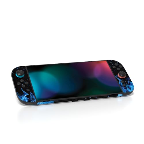 PlayVital for Nintendo Switch 2 Skin Full Set (2-Pack) - Protective Vinyl Decal Stickers for Switch 2 Console, Joycons, Handle Grips & Dock | No Residue, Anti-Scratch - Blue Flame - color: Blue Flame