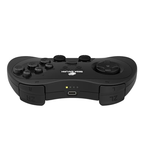 Retro-Bit SEGA Saturn® PRO - 2.4GHz Wireless Pro Controller for Sega Saturn, Sega Genesis Mini, Switch, PC, Mac - Includes 2 Receivers - Black - color: Black