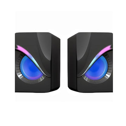 RGB Computer Speakers, USB Powered PC Sound Bar with Inline Control & Colorful Lights for Desktop, Laptop, Monitor Gaming Setup (Black) - color: FT-Q9