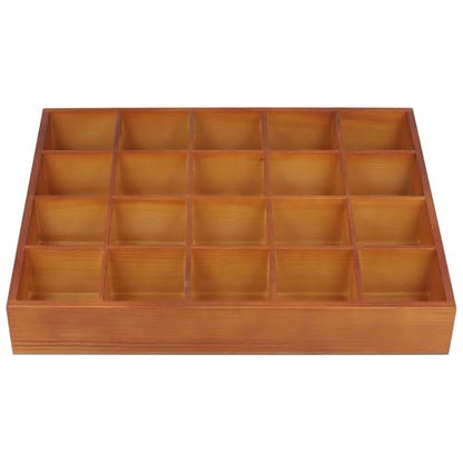 FUNSUEI 3 PCS Multi Compartment Wooden Tray, Grid Display Wood Serving Tray with 20 Sections, Wood Drawer Organizer Divided Snack Storage Box for Jewelry, Card Sorting, 14x11x2 Inch Brown - size: 3 PCS 20 Sections