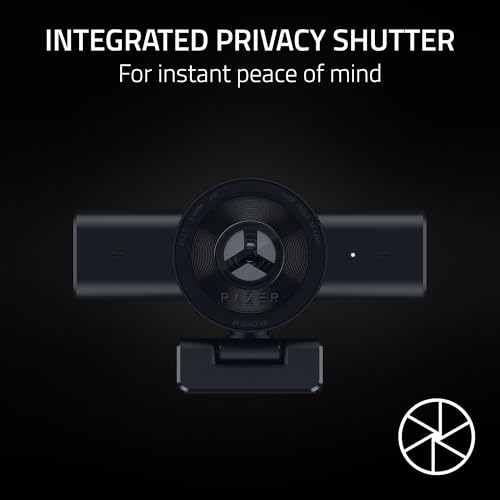 Razer Kiyo V2 X - Full HD Webcam 1080p, 60 FPS for Creators - Auto Focus - Wide Angle Lens - Built-in Microphone - Compatible with Open Broadcaster Software OBS and Xsplit | Black