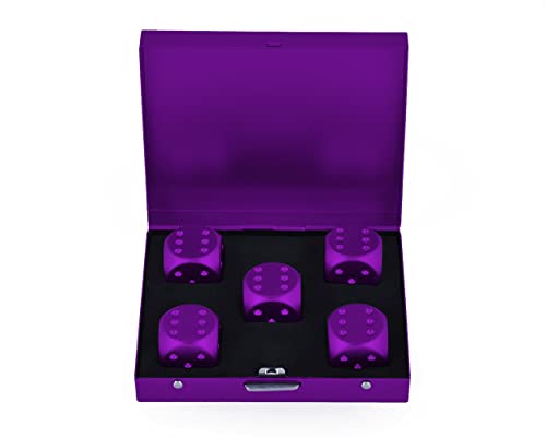 DS.DISTINCTIVE STYLE Aluminum Alloy Dice 5 Pieces 16mm Portable Metal Dices with Case 6 Sided Dice for Party Game - color: Purple, style: Square