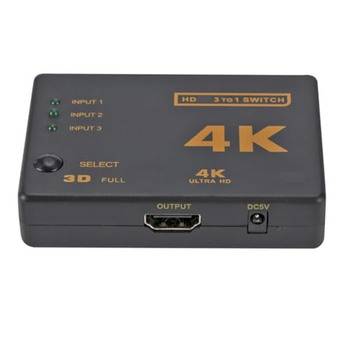 Replacement 3 Way HDMI Switcher 3 in 1 Out 2 in 1 Out with IR Compatible PC Host DVD PS3 External HDMI 2.0 Monitor TV Projector Selector AV Switch Box 4K30HZ 3840@2160
