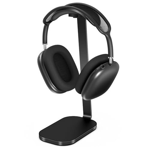 VICHYIE Headphone Stand, Headset Holder for Desk - Black | Desktop Headset Stand, Aluminum Support Rod, Heavy Base Stand for AirPods Max, Beats, Bose, Gaming Headphones, Gift for Gamer - color: Black