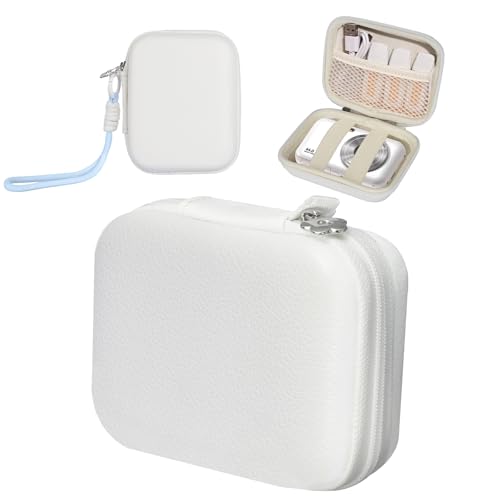 Yoocheese Compact Camera Case for Small Digital Cameras, Aesthetic White Hard Shell Case with Pocket, Fits Kodak FZ55, Canon IXUS, Sony W830 & More (Up to 4"), For Content Creators - color: White