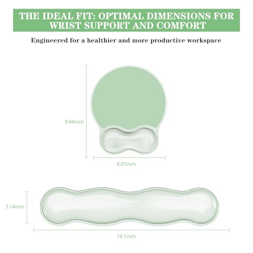 Wrist Rest for Keyboard- Ergonomic Gel Keyboard Wrist Rest and Mouse Pad Set, Non-Slip PU Base for Office, Laptop & Gaming - Green - color: Clear Green Set