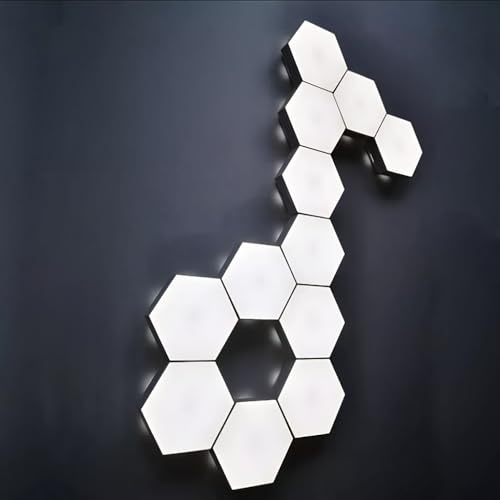 YXQUA Hexagon Wall Light Panels, Touch Control, White, 6 Pack | DIY Modular Assembly, Creative Geometry, for Autism, Sensory Room, Game Room, Living Room, Bedroom, Party, USB Powered - color: White
