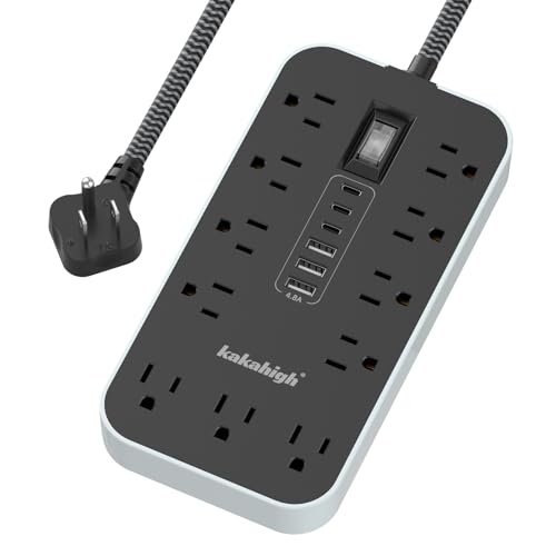 10FT Extension Cord with USB Ports- Power Strip with USB | 1625W Multi Outlet with 11 AC Outlet 6 USB, Charging Station for Multiple Devices, for Home, Office, Dorm Essentials - color: Black, size: 10FT
