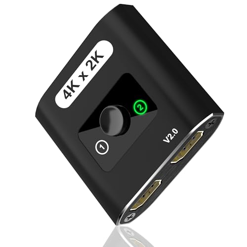 HDMI Switch 4K@60Hz, Bi-Directional 2 in 1 Out / 1 in 2 Out Selector, Aluminum HDMI 2.0 Switcher for PS5, Xbox, Fire Stick, Roku, Laptop to TV/Monitor/Projector, Manual Switch with LED Indicator - color: Black