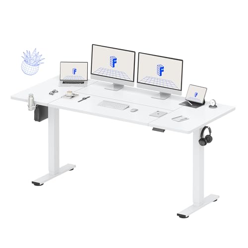 FLEXISPOT 79x32 Inch Electric Large Standing Desk for Home & Office, Spacious Splice Board Desk with Cable Management & Organizer, Cup Holder & Hook, White - color: White, size: 79"x32"