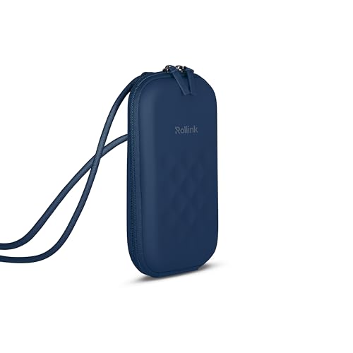 Rollink Nano EVA Hard-Shell Phone Case Crossbody Bag – Compact Travel Organizer, Water-Resistant, Adjustable Strap | Quick-access layout - color: Atlantic Blue