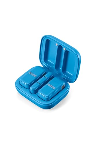 RØDE Wireless Micro - Compact Wireless Microphone, Two Mics with Charge Case for Smartphone Content Creation - USB-C, Blue | Two Ultra-Compact Clip-on Transmitters, USB-C Receiver, Charging Case, Magnetic Mounts and Furry Windscreens - color: USB-C Blue
