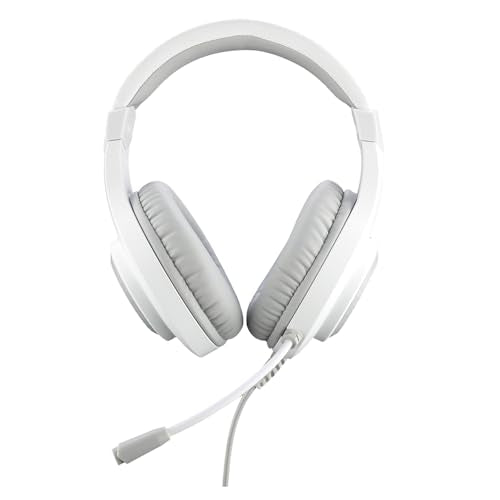 Redragon H260 Hylas Wired Gaming Headset, 50 mm Drivers, Stereo Surround Sound, Noise-Canceling Microphone, Dynamic RGB Backlight, Over-Ear Headphones Works for PC/PS4/XBOX ONE/NS, White