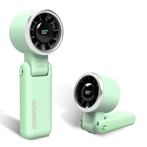 Foldable Handheld Fan, 5-Speed Turbo Blast, 16-Hour Runtime Type-C Rechargeable 3-in-1 Portable Fan, Stadium Essentials for Summer Vacation, Travel, Camping, Gifts for Women Men - color: Green