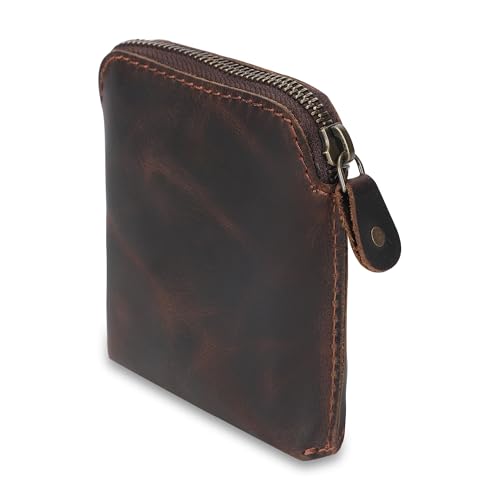 Premium Full Grain Leather Playing Card Case, Zippered Playing Card Holder for Poker Bridge Cards, Durable Leather Card Deck Storage Organizer Travel Card Carrying Pouch Multi Purpose Wallet - color: Brown