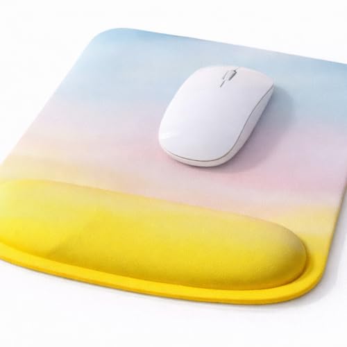 Ergonomic Memory Foam Mouse Pad with Wrist Support, Orange, Ultra-Smooth Surface, Anti-Slip Base (Yellow Pastel, Medium) - color: Yellow Pastel