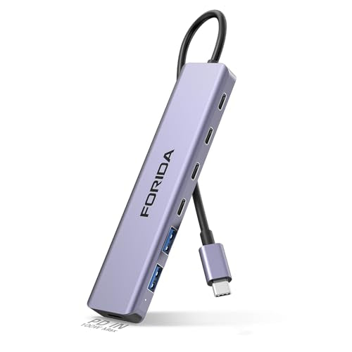 Aluminum Alloy 10Gbps USB C Hub, Portable 7-Port Multiport USBC Splitter, 4 USB-C 3.2, 2 USB 2.0, 100W PD Fast Charging Port, USB 3.2 HUB for Laptops, MacBook, iPad, Surface Pro(Gray) - color: Gray, size: 7 In 1