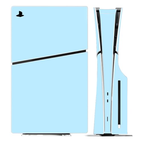 Solid Color Skin Wrap Compatible with PS5 Slim Disc Edition (Light Blue) | Console Cover Protective Sticker, Game Controller Vinyl Wrap - color: Light Blue