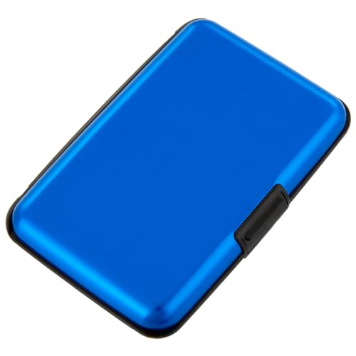Credit Card Holder Small RFID Blocking Wallet Business Metal Slim Mini Aluminum Hard Case for Women Men - color: Blue