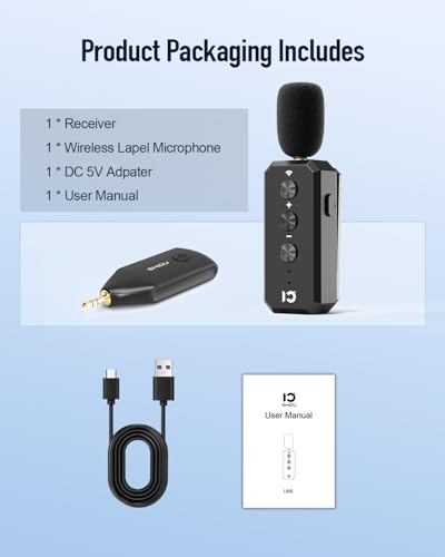SHIDU Wireless Lavalier Microphone 2.4G with 3.5MM Plug for Voice Amplifier | UHF Mic Speaker System for Teaching, 480mAh Batteries USB-C Charging, for Speaking Tour Guides Fitness Instructor