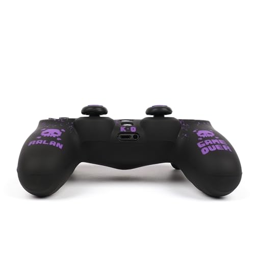 RALAN Pixelated Skull Design Controller Skin Cover with 2 Thumb Grips Compatible with PS4/Playstation 4 Slim/Pro Controller - color: Pixelated Skull Black Purple