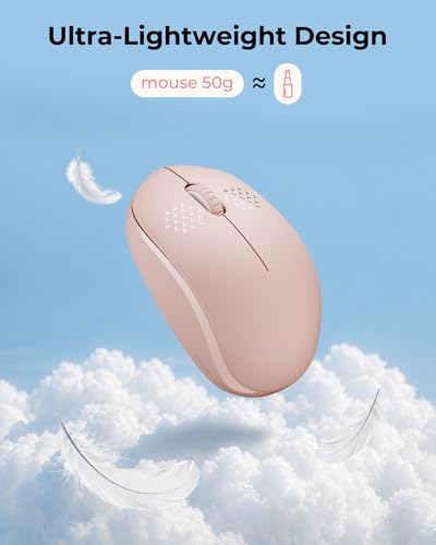 seenda Wireless Mouse for Laptop, 2.4G Noiseless Mouse with USB Receiver - Optical Tracking Portable Computer Mice for Chromebook, PC, Tablet, Windows System, 24 Months Battery Life - Pink - color: Pink