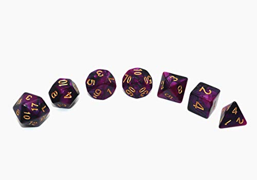 7Pcs DND Dice Set Black Purple RPG Polyhedral Dice for Dungeon and Dragons MTG D&D D20 D12 D10 D8 D6 D4 - color: Black & Purple Dcie