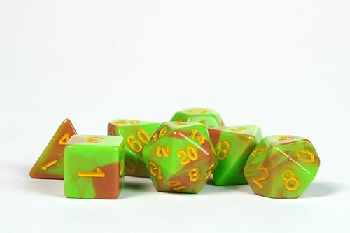 1985 Games Kiwi Kawaii Cat Dice Set – Milk Carton-Inspired Dice for DND | TTRPGs & Tabletop Roleplaying - color: Kiwi