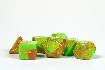 1985 Games Kiwi Kawaii Cat Dice Set – Milk Carton-Inspired Dice for DND | TTRPGs & Tabletop Roleplaying - color: Kiwi