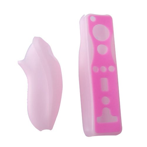 Soft Silicone Cover Case Skin Pouch for Wii Remote Nunchuk Controller Left and Right Joystick Silicone Case Soft Skin Cover (Pink) - color: Pink