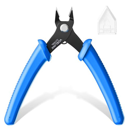 VCELINK Small Wire Cutter Spring-loaded GJ706BL, Precision Flush Cutter Pliers Diagonal Cutters for Electronics, Jewelry Making, Model Craft and 3D Printer, 5-Inch | Spring-loaded Flush Cutter. Carbon Steel HRC51-53. For Electronics, Jewelry, Zip Ties. -