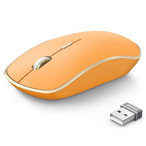 JOYACCESS J 2.4G Wireless Mouse, Soft Click, Silent Travel, 3200 DPI, 5 Adjustment Levels, for Laptop, Mac, PC, Notebook - Orange - color: Orange
