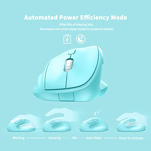 Ergonomic Wireless Mouse with USB Receiver for PC Computer, Laptop and Desktop, Ergo Mouse Vertical with Silent Clicks Long Battery Life, Up to 1600 DPI & 1 AA Battery Powered, Blue - color: Blue, size: USB Wireless