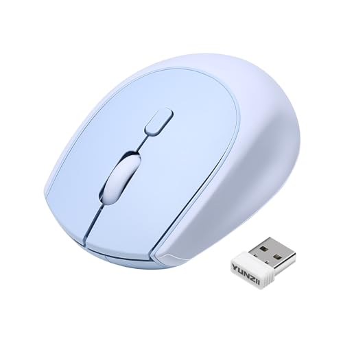 YUNZII C2 Silicone Wireless Mouse 1600 DPI Optical 2.4GHz (Blue) | 2.4GHz Connection, Noiseless Computer Mice, Quiet Clicks, 3-Level DPI, Up to 1600, Optical Tracking, for Laptop/PC/Mac - color: Blue