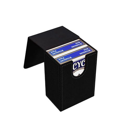 Double Decker Leather Poker Card Case - Holds Two Sets of Poker Size Cards - Premium Dual-Deck Holder with Stylish Design and Secure Closure (Black-Black) - color: Black-Black