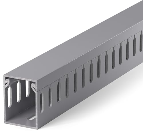 1.6"H x 1.2"W Cable Raceway, 99in Under Desk Wire Management Channel, Grey | Slotted Wire Duct, 6Pack, 16.5in Each, Heavy-Duty PVC Cable Management for Server Racks, Network Cables & Electrical Cabinets - color: Grey, size: 1.6in H X 1.2in W X 99in L