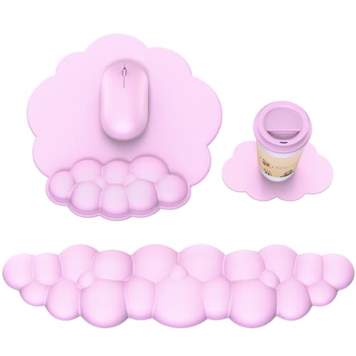 MOKURU Cloud Mouse Pad with Wrist Rest, Cloud Keyboard Wrist Rest, Mouse Pad Wrist Support, Ergonomic Keyboard Mouse Wrist Support (Pink) - color: Pink