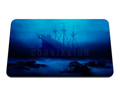 Ancient Shipwreck Ocean Neoprene Playmat Custom Made Board Game Mat for MTG TCG CCG LCG (18" x 12") - size: 18" x 12"