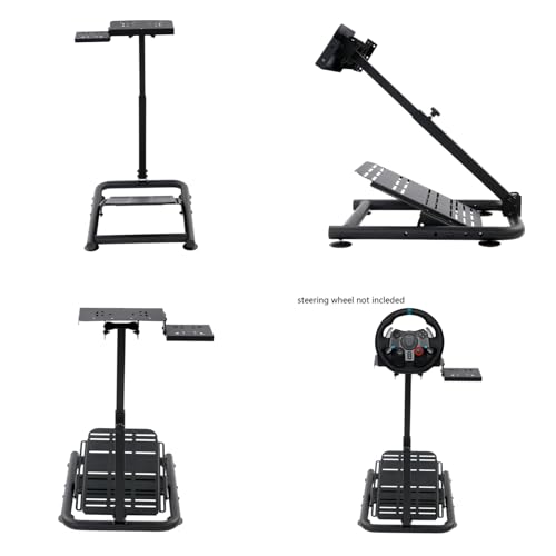 BRICZUNA Racing Wheel Stand Sim Racing Cockpit Foldable Driving Simulator Cockpit Adjustable Steering Wheel Stand for Logitech Gpro G29 G27 G25 & Fanatec, Thrustmaster, Moza, No Pedal & Shifter, Black