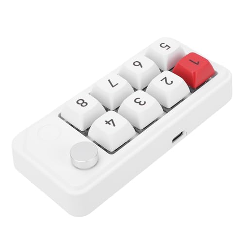 Zopsc USB C Numeric Keypad with 8 Programmable Keys, Hot Swap Macro Keyboard with Knob Control, Wired One Handed Keypad for Gaming Design Work Shortcuts - color: White
