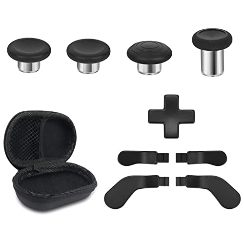 Metal Replacement Thumbsticks for Xbox Elite Controller Series 2 Core, Component Pack Includes 4 Swap Magnetic Joysticks, 4 Paddles, 1 Standard D-Pads, Accessories Parts for Xbox One Elite 2(Black) - color: black