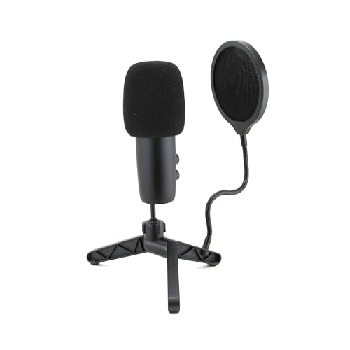 Emerson EAM-9052 USB Gaming & Streaming Condenser Microphone with LED Lighting and Pop Filter
