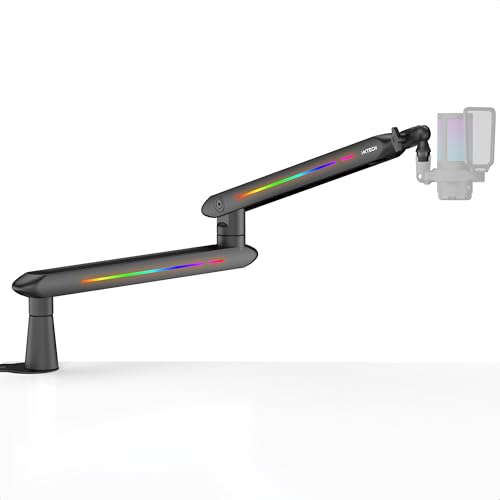 RGB Low Profile Boom Arm for Mic, Adjustable Microphone Arm Stand with Desk Mount Clamp, Rotatable Microphone Boom Arm Mic Stand with Cable Management for Podcast Streaming Gaming Studio. - color: 4 LIZARD RGB